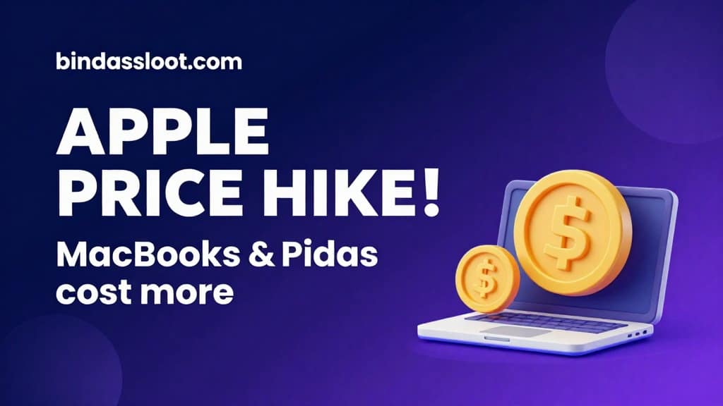 A modern laptop and tablet showing the Apple Price Hike details