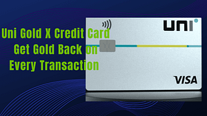 A person happily holding their new Uni Gold X Credit Card, showcasing its premium design and benefits.