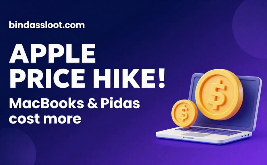 A modern laptop and tablet showing the Apple Price Hike details